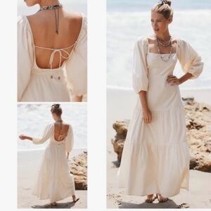 NWT LSpace Bahia Tapioca Ivory Puff Sleeve Maxi Dress, Size XSmall